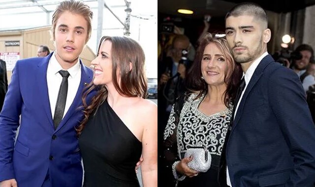 Justin Bieber and Zayn Malik with their moms